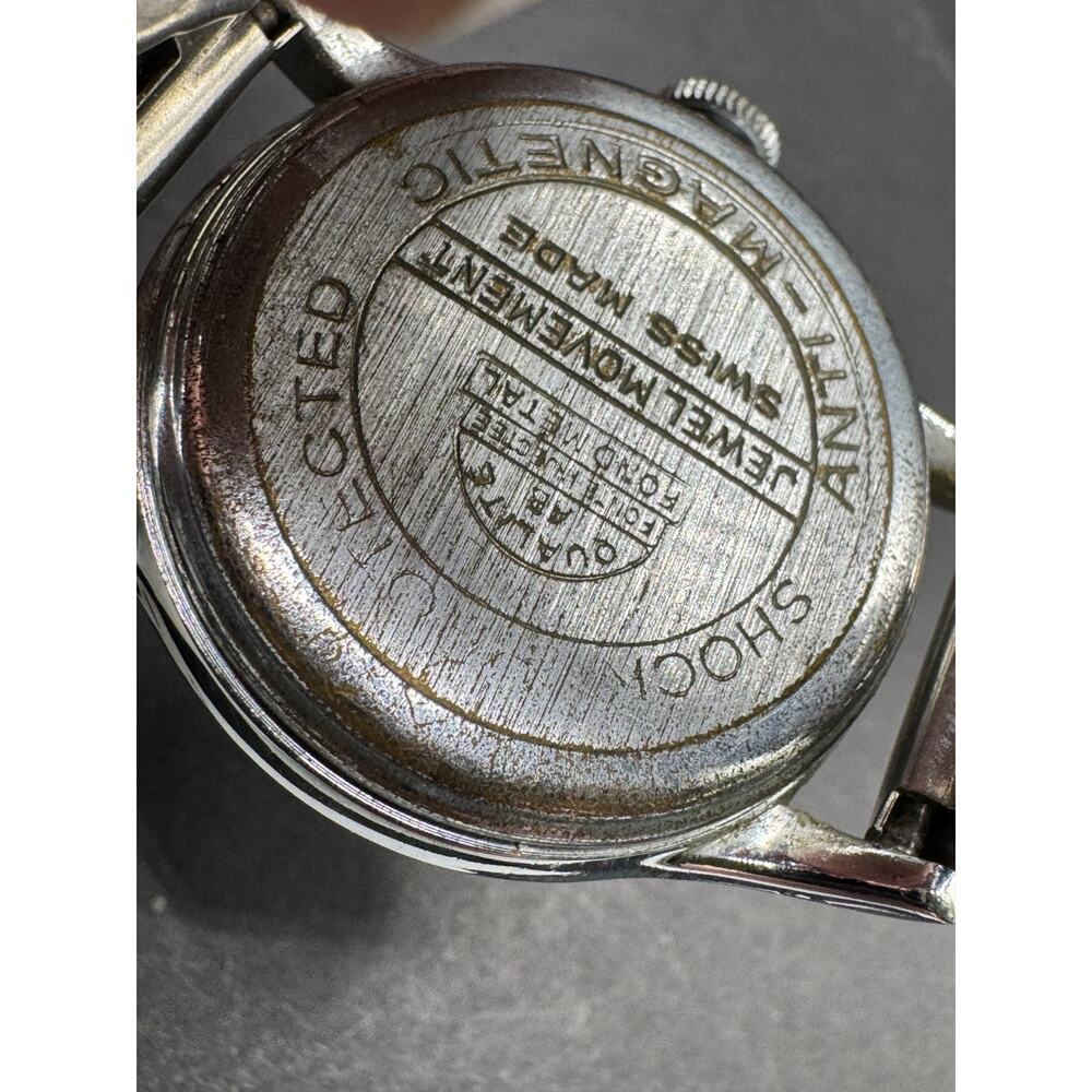 Vtg Torvic De Luxe Jeweled Shock Protected Watch Silver Tone 32mm Stretch Band - Picture 9 of 10